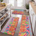 thumbnail image 2 of Colorful Pioneer Flower Pattern Kitchen Rugs Sets Of 3,Kitchen Runner Rugs Non Skid Washable,Decorative Kitchen Floor Mats for Kitchen,Sink,Laundry,17"x30"+ 17"x47" + 17"x59", 2 of 6