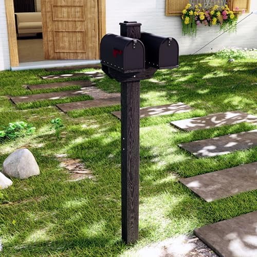 Side-by-Side Mailboxes High-Density Polystyrene Mailbox Post for Outdoor, Black$$Tools & Hardware Other