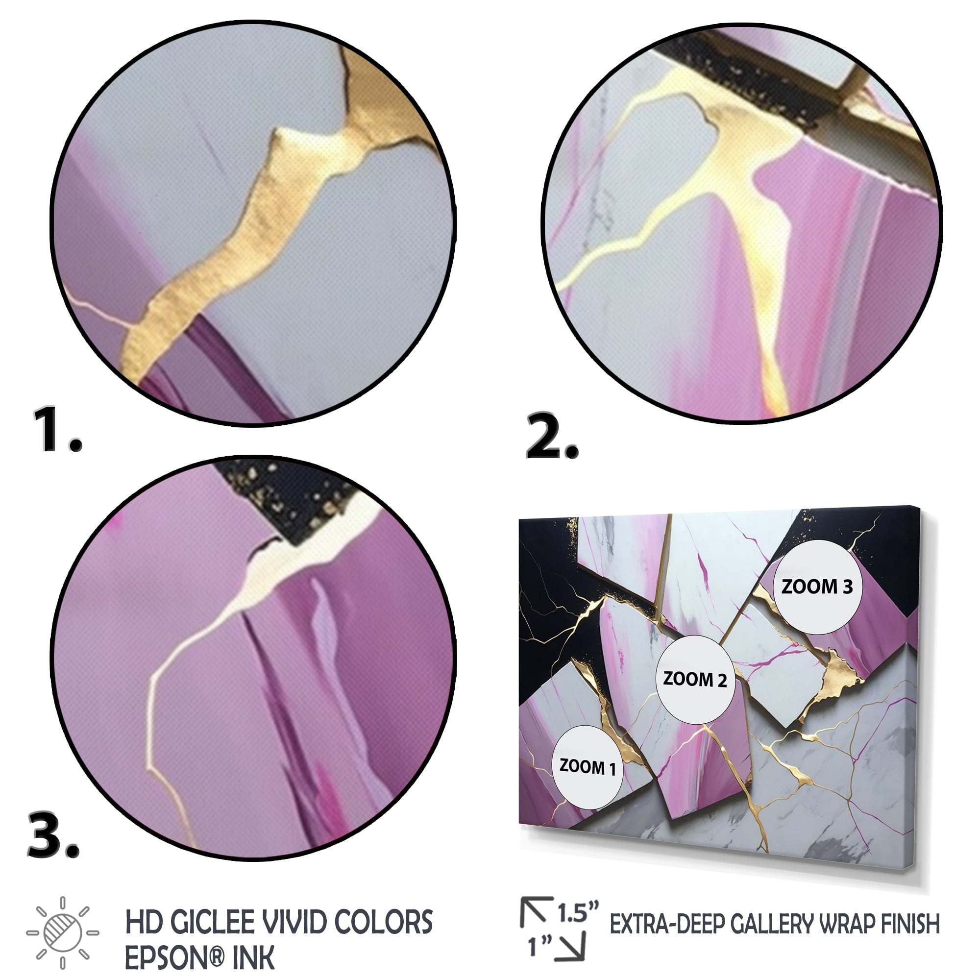 Designart Abstract Geode Pink II Canvas Wall Art
