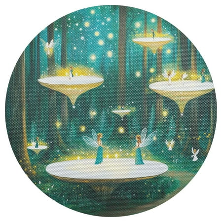 

Elves in The Woods 6-Piece 15.4in Durable PVC Plate Mats Heat-Resistant for Parties and Dining