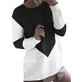 thumbnail image 1 of Women Long Sleeve Crew Neck Pullovers Stitching Color Loose Knitted Sweaters, 1 of 7