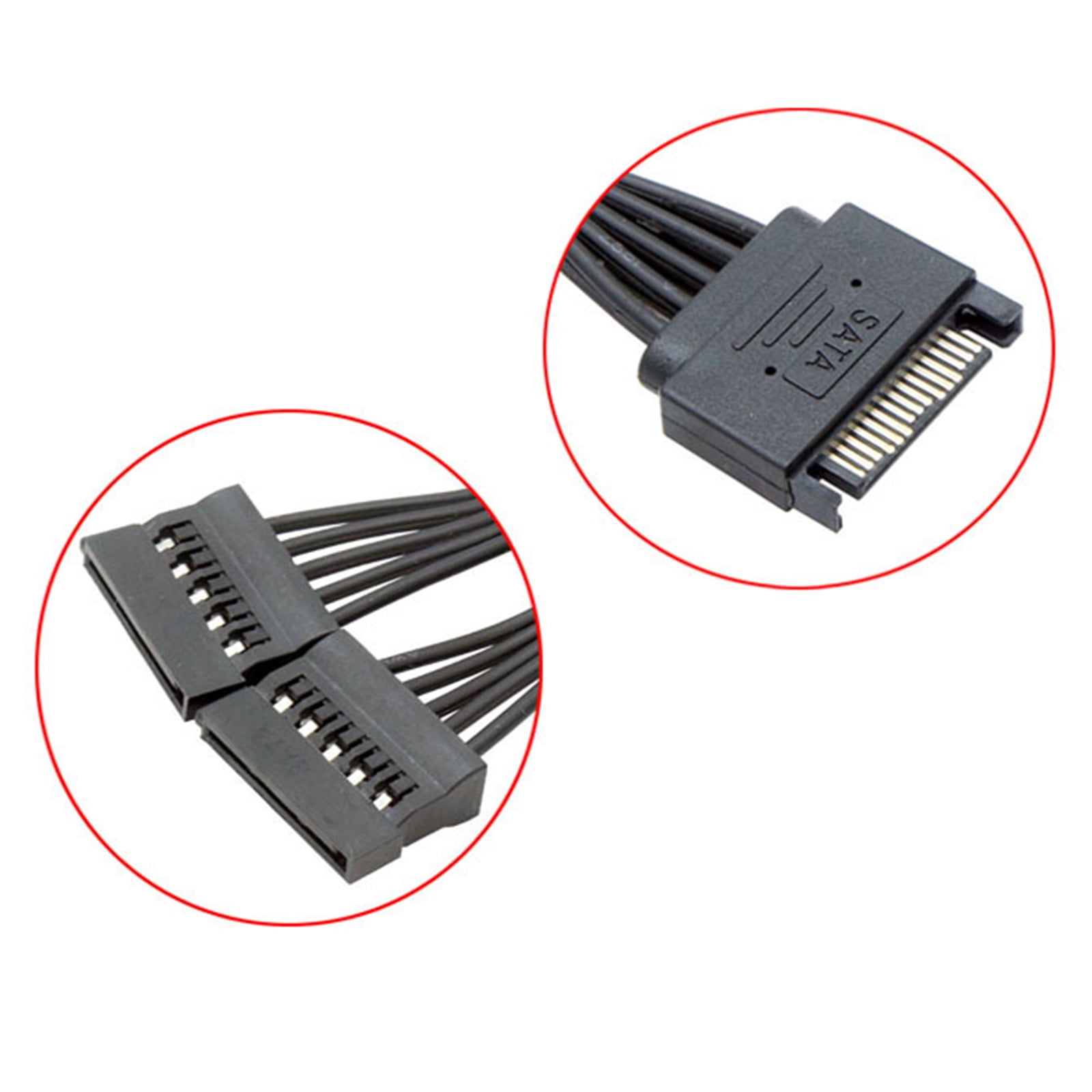 tegongse Sata Power Splitter, 15 Pin Sata Male to Dual 15 Pin Female Power Y Splitter Cable Adapter for Hard Drive HDD SSD
