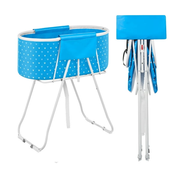 KFFKFF Portable Dog Bathtub, Elevated & Foldable Space-saving Pet Shower Station with Quick Drainage, Bathing Tub for Washing & Grooming Small and Medium Size Dogs and Cats