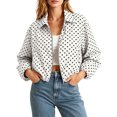thumbnail image 2 of Women's Polka Dot Cropped Jacket Lightweight Zip Up Lapel Casual, 2 of 6