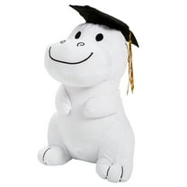 Fun Express 6" x 11" Graduation Autograph White Stuffed Dinosaur with Cap