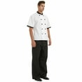 thumbnail image 4 of TopTie Veste de Chef Serveur Unisexe à Manches Courtes pour Hôtel restaurant-Blanc-3TG, 4 of 7