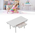 thumbnail image 4 of Dollhouse Miniature Table, Modern Style Dollhouse Desk Functional Decorative Birch Attractive Durable  For DIY Log Color And White,White, 4 of 8