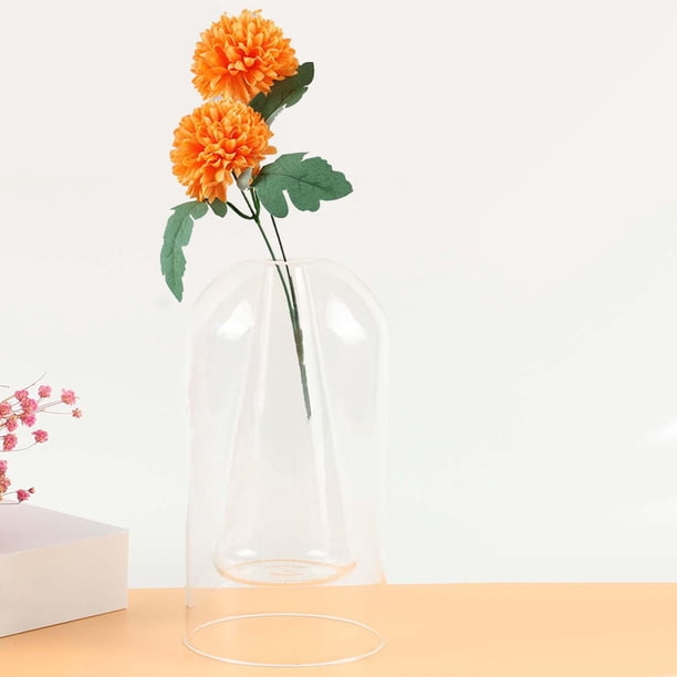 Jarrón de vidrio de doble capa, soporte para flores, jarrones de flores modernos para botellas de vidrio para decoración de escritorio de oficina en Estilo A Soledad florero moderno