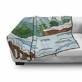 thumbnail image 3 of Northwoods Soft Flannel Fleece Throw Blanket, Cartoon Winter Mountains Landscape Cold Weather Illustration Christmas Season, Cozy Plush for Indoor and Outdoor Use, 70" x 90", Multicolor, by Ambesonne, 3 of 6