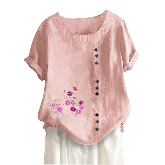Camisetas de Manga Corta para Mujeres, Camiseta de Manga Corta Impresa Casual Hecha de 95% Poliéster 5% Spandex para Todas las Estaciones, Camisetas de Manga Corta para Mujeres