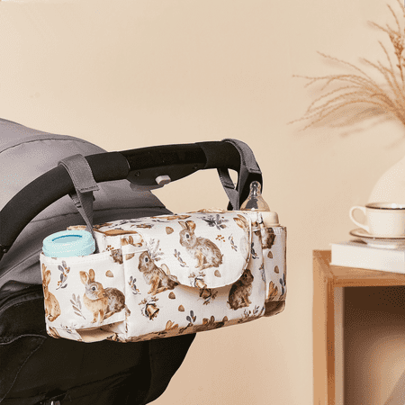 Stroller Organizer with Insulated Cup Holders Adjustable Stroller Caddy with Detachable Phone Bag Stroller Accessories Fits