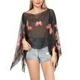 thumbnail image 4 of SWSMCLT Women's Cover Up Beach Sheer Swimsuit Spring Beaded Shawl Cute Chiffon V Neck Thin Soft Fall Boho Fashion Black One Size, 4 of 4