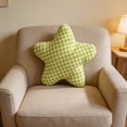 thumbnail image 7 of Grid Fabric Five Pointed Star Plush Pillow, Soft Lumbar Support Cushion, Decorative Throw Pillow for Sofa Bedroom Living Room,Green, 7 of 7