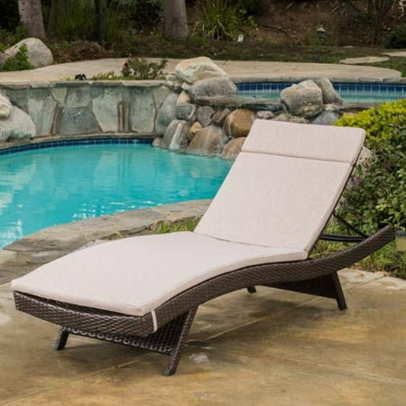 Wholesale Outdoor Wicker Furniture Sydney Sydney Outdoor Brown Wicker Adjustable Chaise Lounge With Textured Beige Colored Cushions ()