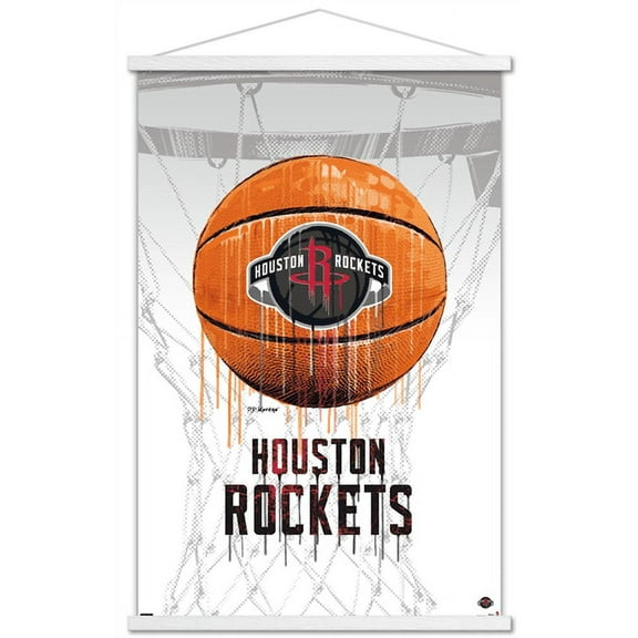 NBA Houston Rockets - Drip Basketball 21 Wall Poster with Wooden Magnetic Frame, 22.375" x 34"