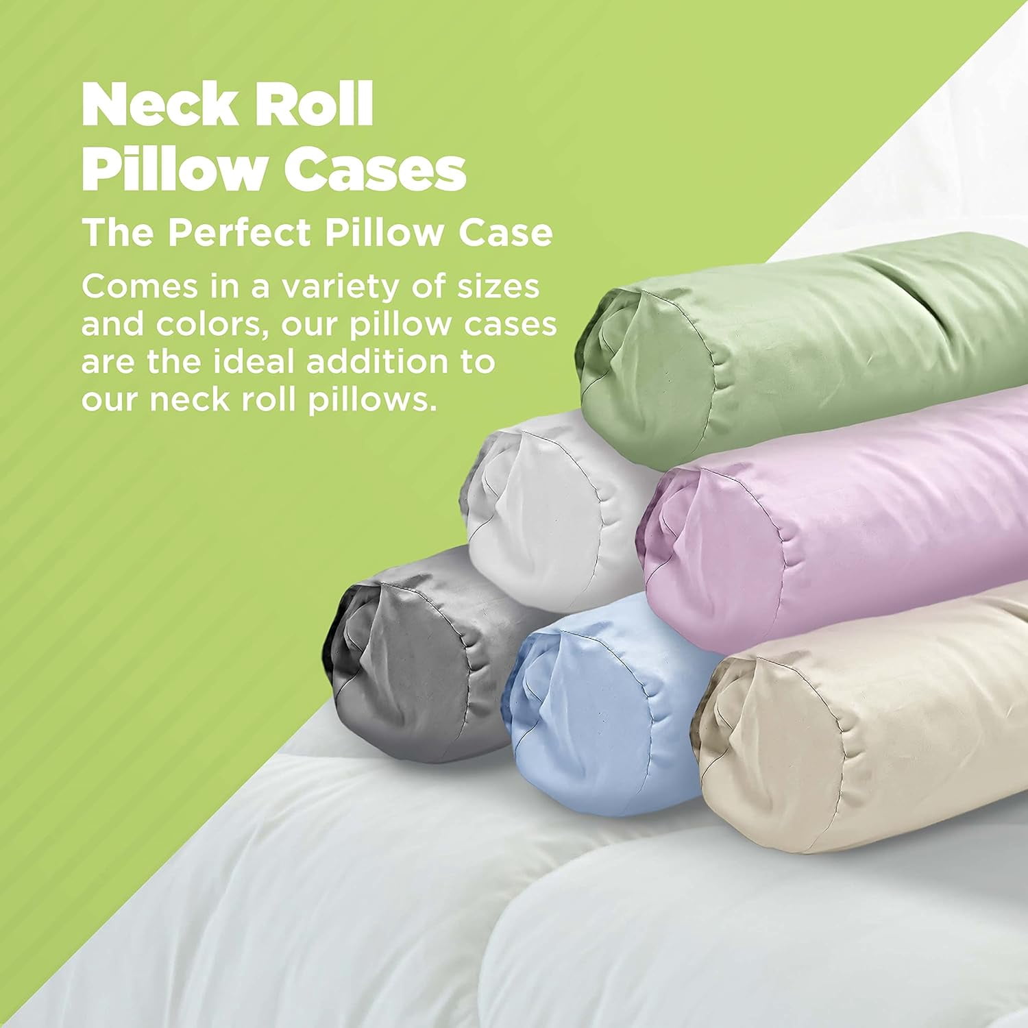 Cotton Fabric 6x16" Neck Roll Pillowcase - Soft Washable Pillow Cover - Made in USA, Navy