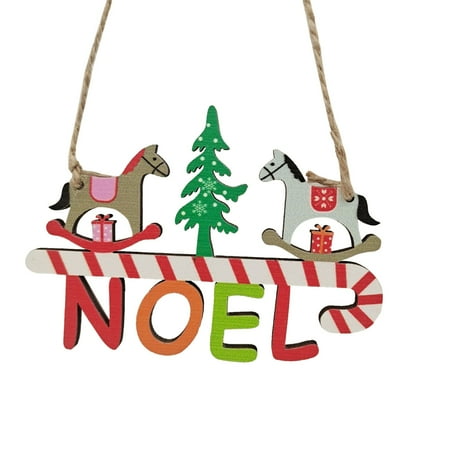 

NN Christmas Tree Small Pendant Wooden Colored Drawing Pendant Bell Christmas Decorations Hanging Tables from Ceiling
