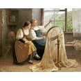 thumbnail image 2 of Koester, Alexander Max 32x26 Gold Ornate Wood Framed with Double Matting Museum Art Print Titled - Zwei Madchen Am Strickrahmen, 2 of 4