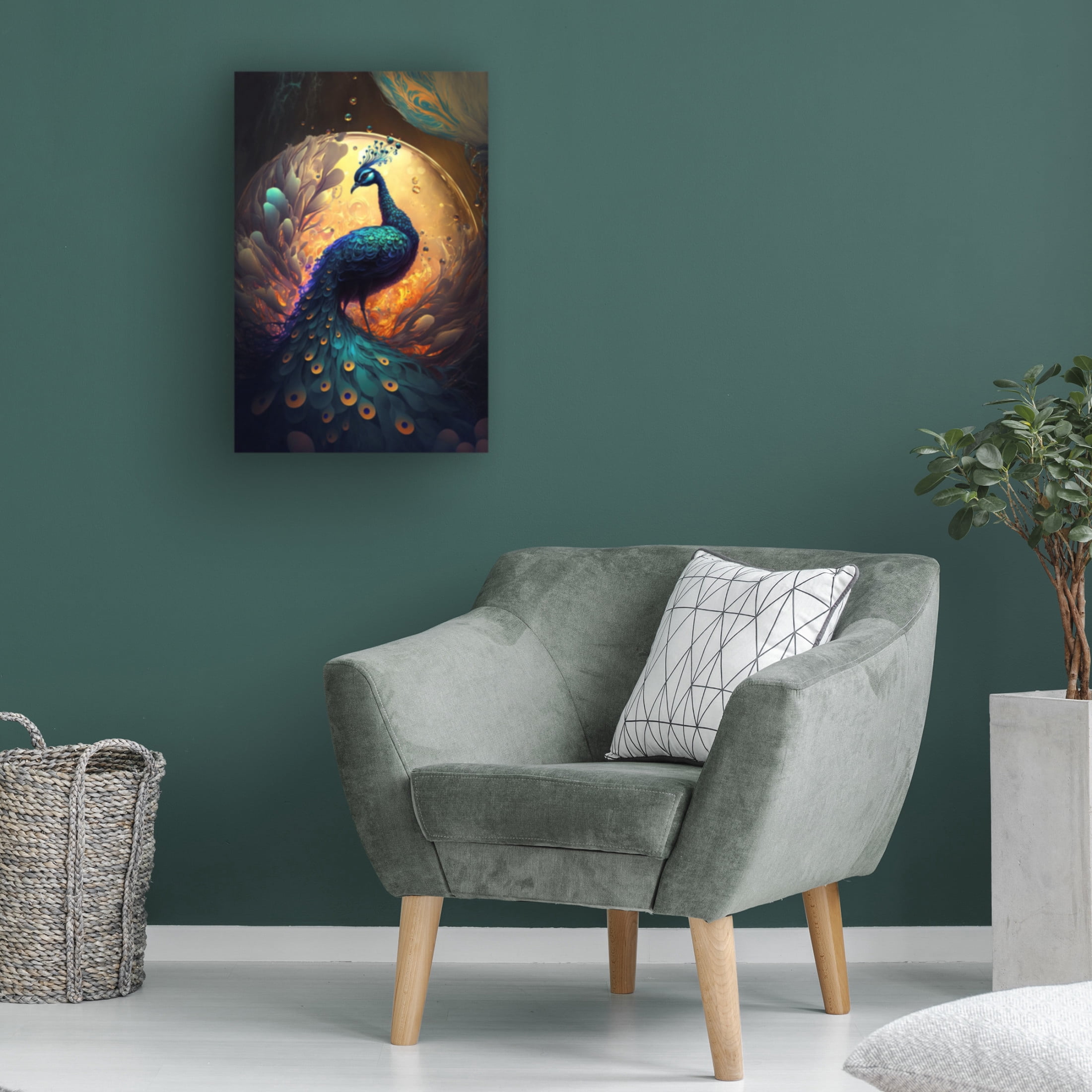 Canvas Wall Art - Ray Heere 'Proud Peacocks 10' Wall Art for Living Room, Bedroom, or Office Décor by Trademark Fine Art - 30 x 47 Inches