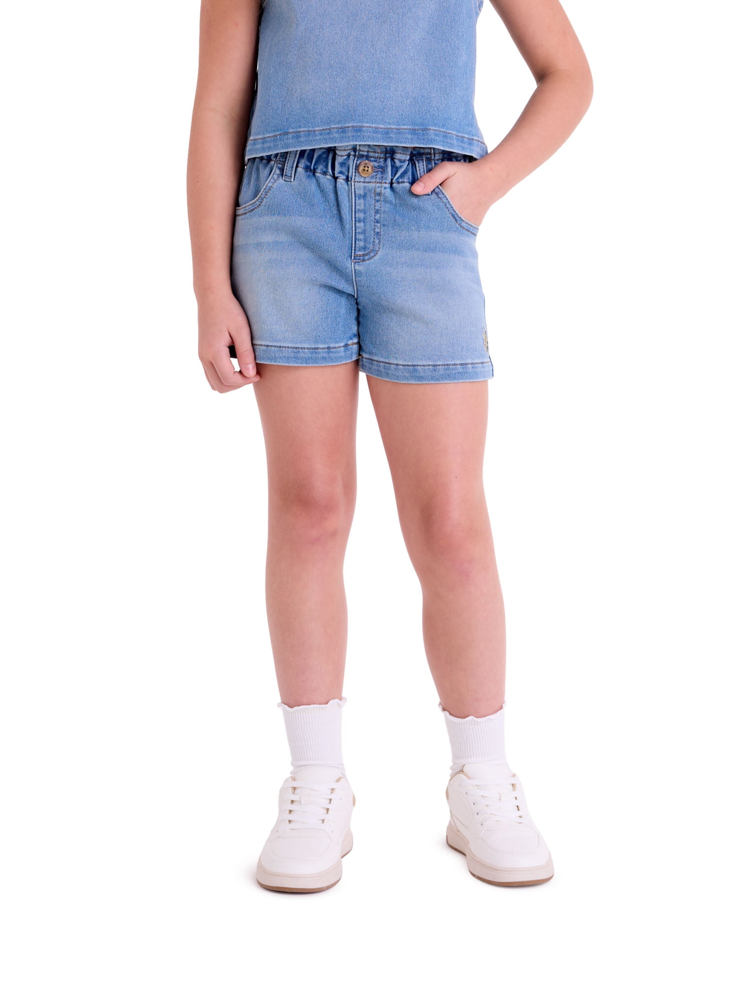 U.S. Polo Assn. Girls Knit Denim Pull On Short, Sizes 4-18