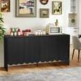 thumbnail image 4 of YOCWO Black Sideboards and Buffets, Wave Panel Buffet Storage Cabinet with 4 Doors and Adjustable Shelf for Kitchen Living Room Entryway, 4 of 8