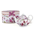 thumbnail image 3 of STP GOODS Tulip Bone China Teapot in Gift Box 33.8 fl oz (1 L) Floral Kitchen Teapot for Loose Tea Bone China Tea Pot Tea Brewer Tea and Coffee Pot Kettle for Blooming Teas, White Purple, 3 of 9