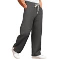 thumbnail image 3 of TANBOM Men's Straight Leg Relaxed Fit Casual Drawstring Polyester Pants Dark Gray 1-Pack 2XL, 3 of 4