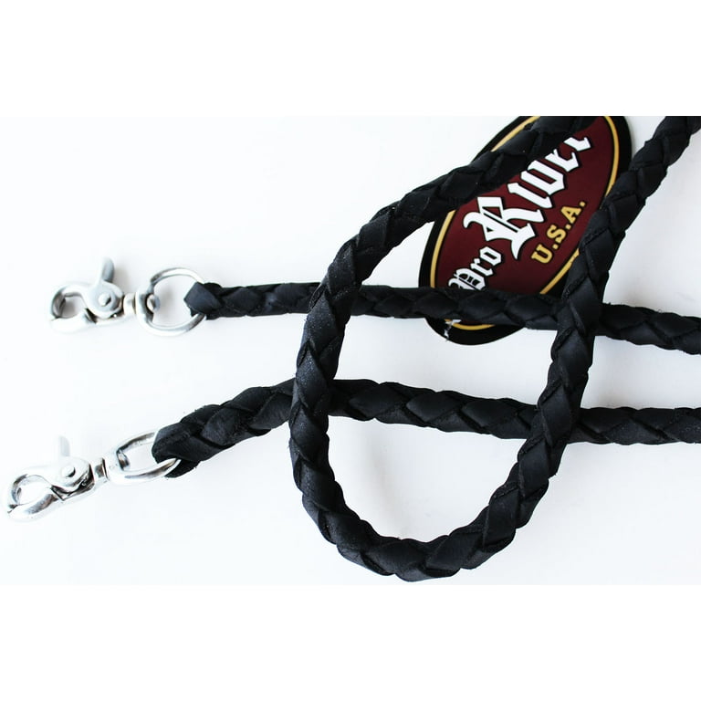Horse Western Black Leather Round Braided Latigo Roper Reins 