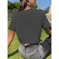 thumbnail image 4 of Hat and Beyond Womens Active Lifestyle High Waisted Short Sleeve Yoga Dance Tee Shirt, 4 of 7