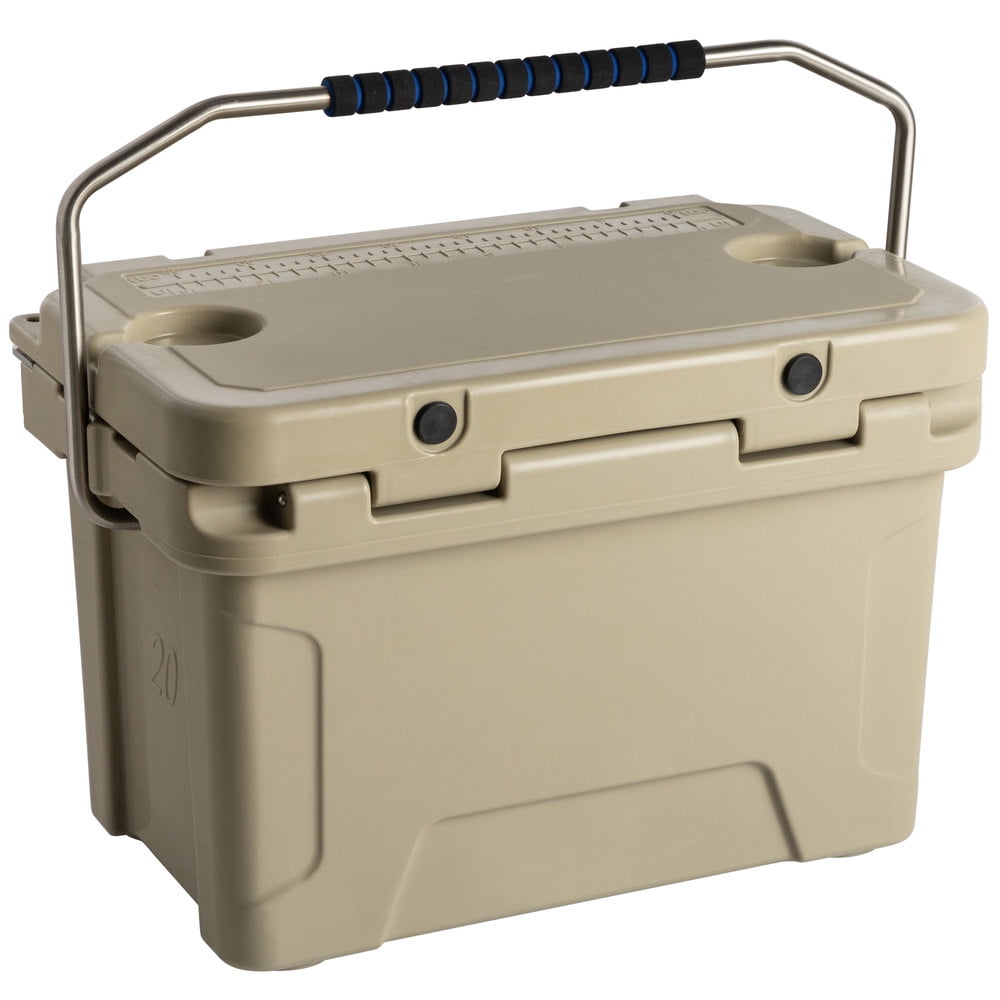 20 Qt Rotomolded Extreme Outdoor Cooler Ice Chest Tan Built In Cup Holders Walmart Com Walmart Com