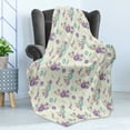 thumbnail image 4 of Aster Soft Flannel Fleece Throw Blanket, Hand Drawn Composition of Aster and Foliage Silhouettes Countryside Flora Pattern, Cozy Plush for Indoor and Outdoor Use, 50" x 70", Multicolor, by Ambesonne, 4 of 5