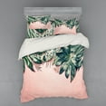 thumbnail image 2 of Ambesonne Leaves Bedding Set 3 Pcs, Exotic Jungle Botany Photo, Twin XL, Blush Hunter Green, 2 of 3