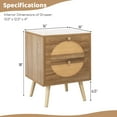 thumbnail image 3 of Costway 2Pcs Rattan Nightstand with 2 Drawers Solid Wood Legs Compact Wood Coffee Table, 3 of 10