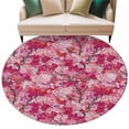 thumbnail image 2 of Round Area Rug 8 Ft, Cherry Blossom Washable Non-Slip Circle Carpet for Living Room/Bedroom, Spring Watercolor Flowers Modern Abstract Art Collection Low-Profile Large Area Rugs for Indoor, 2 of 7