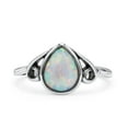 thumbnail image 1 of Pear Vintage Style Thumb Ring Lab Created Blue Opal Oxidized 925 Sterling Silver Size 9, 1 of 5