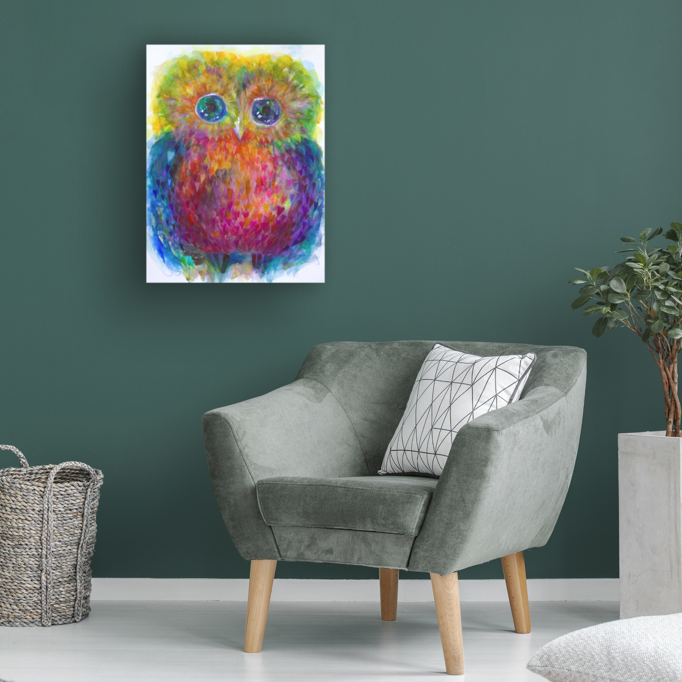 Canvas Wall Art - Oxana Zaika 'Owl 4' Wall Art for Living Room, Bedroom, or Office Décor by Trademark Fine Art - 14 x 19 Inches