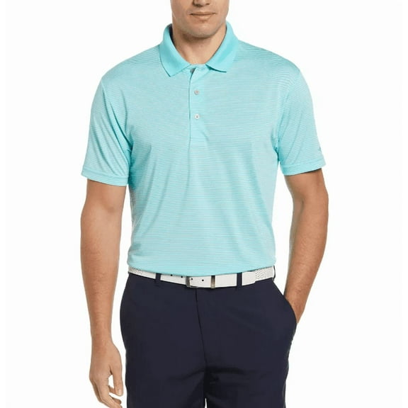 Grand Slam Men's Blue Radiance Off Course Championship Striped Golf Polo, Large