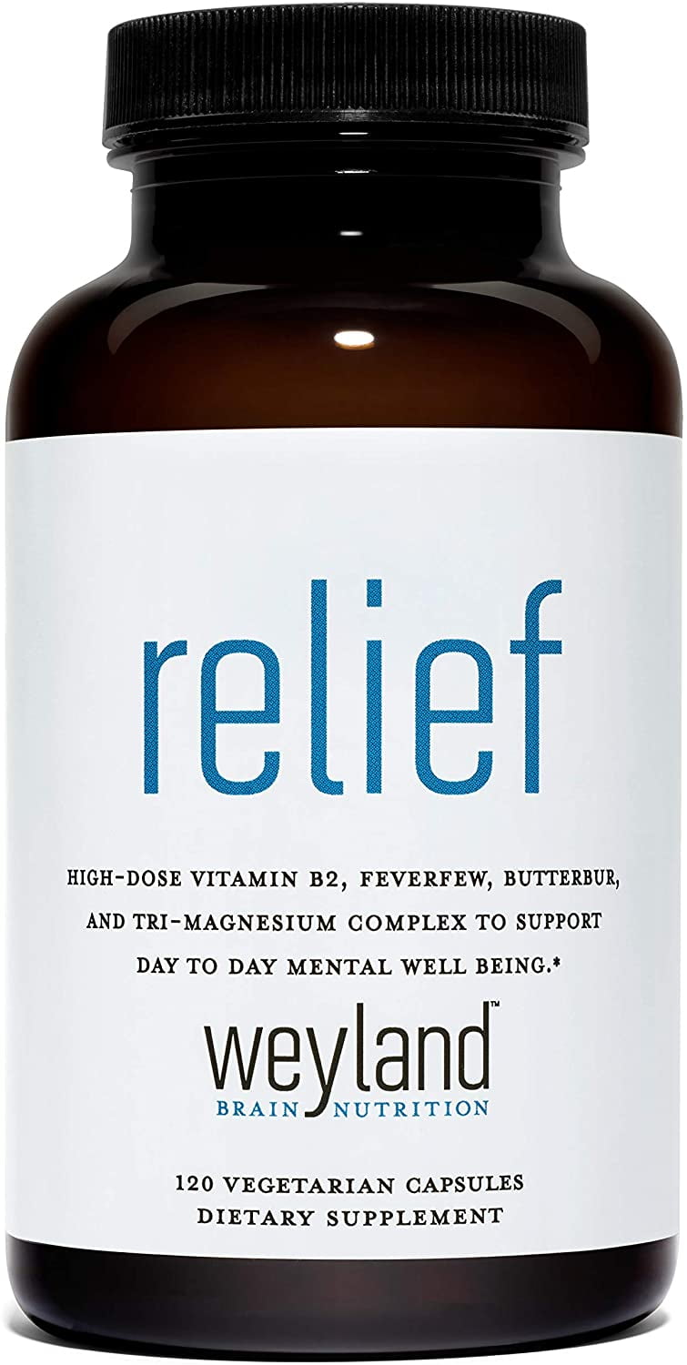 Weyland Brain Nutrition - Relief for Migraine Headache with Willow Bark, Feverfew, Butterbur Extracts, 120 Vegetarian Supplement Capsules