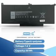 EBK F3YGT Battery Replacement for Dell Latitude 12 7000 7280 7290/13 7000 7380 7390/14 7000 7480 7490 Series DM3WC 0DM3WC 2X39G 7.6V 60Wh 4-Cell