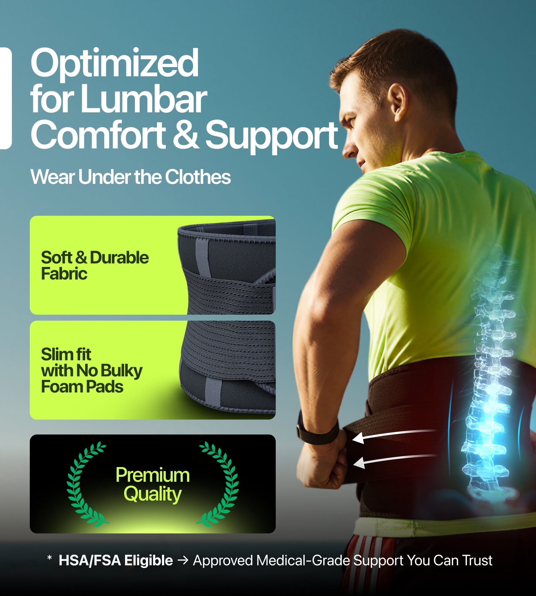 NeoHealth Lumbar Support Belt, Medium, Black