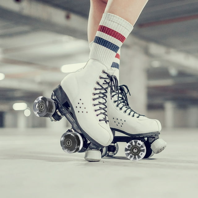 NIAIZEK 1Set Double Row Roller Skate Wheels Assorted Color Glowing PU Wheels with Smooth Rotation