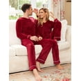 thumbnail image 3 of Ekouaer Couples Matching Pajamas Sets Velvet PJs Set for Men and Women Velour Long Sleeve Sleepwear, 3 of 5