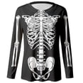 thumbnail image 4 of Womens Halloween Shirt Skeleton Print Long Sleeve Soft Crew Neck Womens Casual Tops, 4 of 4