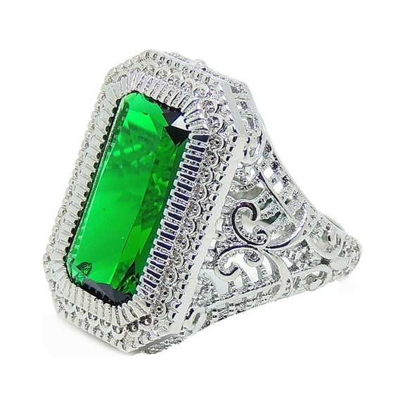 Dahlia Statement Ring Womens Green Emerald Cubic Zirconia Ginger Lyne Collection