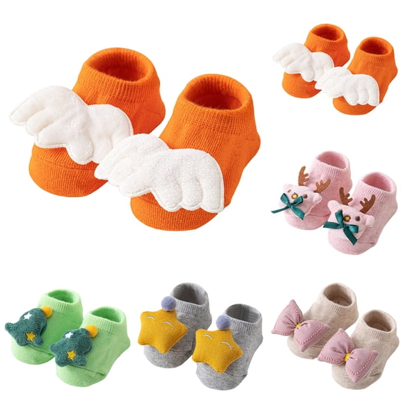 Lispipm Baby Boy Socks Girl Non Slip Grip Ankle Socks Newborn Funny Sock Cartoon Stars Walking Sock Soft Warm Knitted Socks Green 6-9 Months
