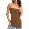thumbnail image 2 of Gureui Womens Sexy Strapless Tube Top,Off Shoulder Sleeveless Backless Irregular Slit Bandeau Wrap Slim Fit Crop Tops Vest Streetwear, 2 of 9