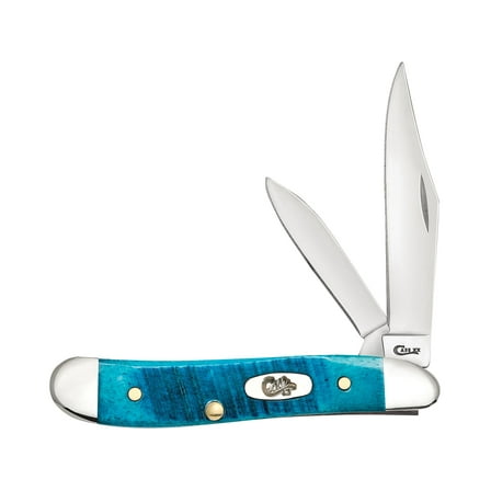 Case Peanut Pocket Knife 2.1" Clip/Pen Tru-Sharp Mirror Polished Blade Jigged Bone Handle Blue