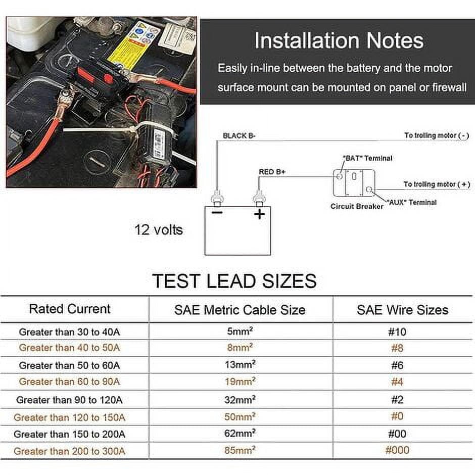 Car Circuit Breaker 30A - 150A, DC 12V - 48V Waterproof Circuit Breaker with Manual Reset for Motor Auto Car Marine Boat Bike Stereo Audio, 120A Cccanaooolceie