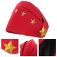 thumbnail image 2 of GAXIRE Sombrero de baile marinero, espectáculo de danza cuadrada, abanico de velero, azafata, barco, boinas de cuatro estrellas de otoño, gorra militar (roja), 2 of 4