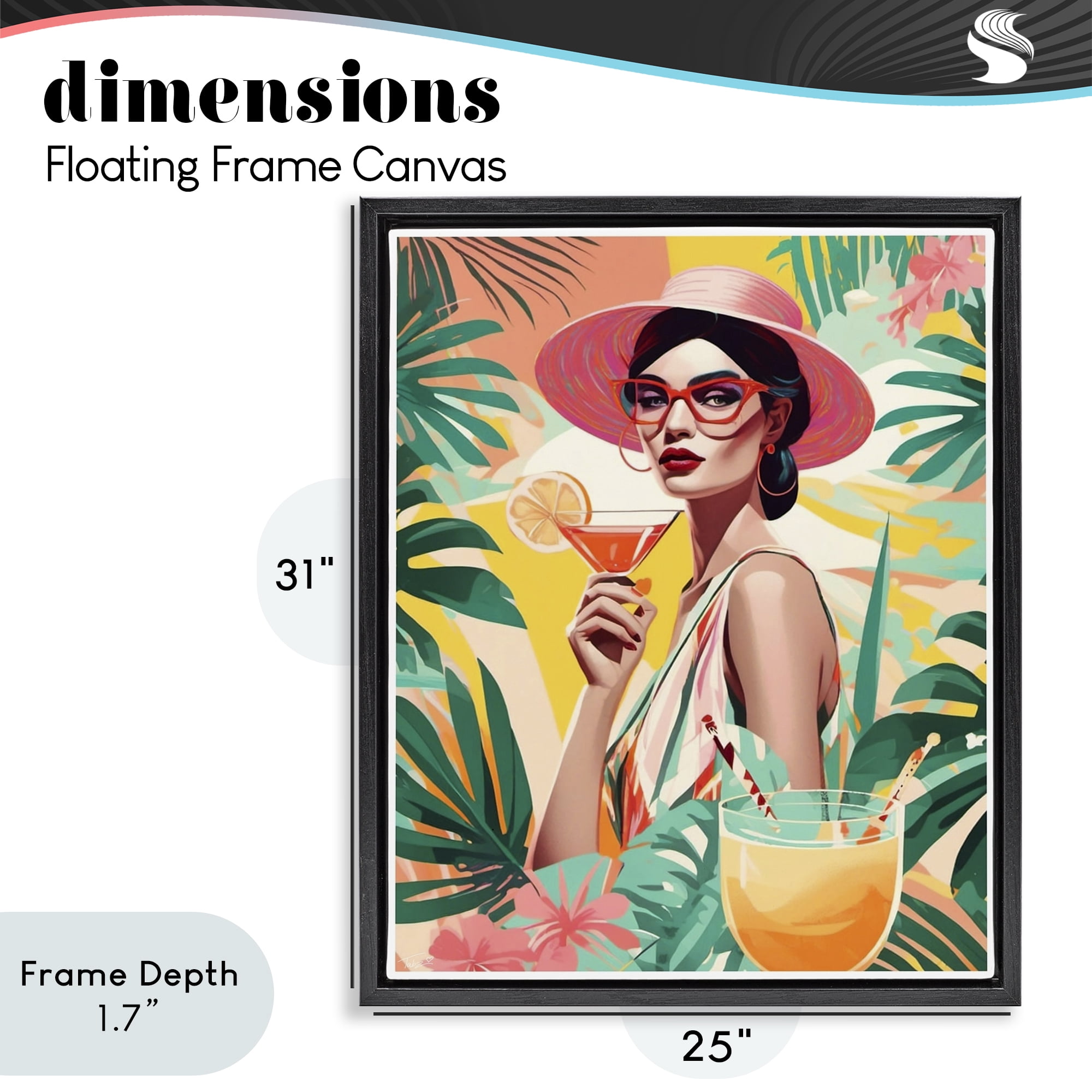 Stupell Industries Exotic Summer Cocktail Black Framed Floater Canvas Wall Art, design by Tabz Jones